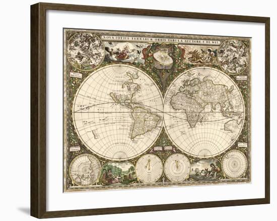 Map of the World, 1660-Science Source-Framed Giclee Print