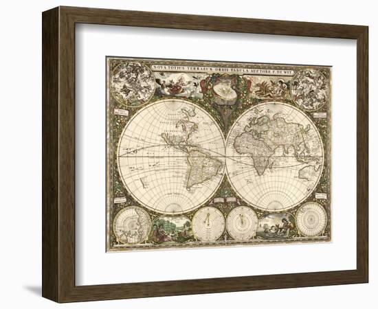 Map of the World, 1660-Science Source-Framed Giclee Print