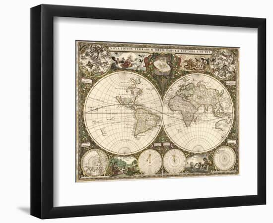 Map of the World, 1660-Science Source-Framed Giclee Print