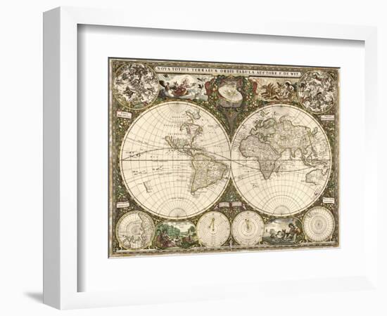 Map of the World, 1660-Science Source-Framed Giclee Print