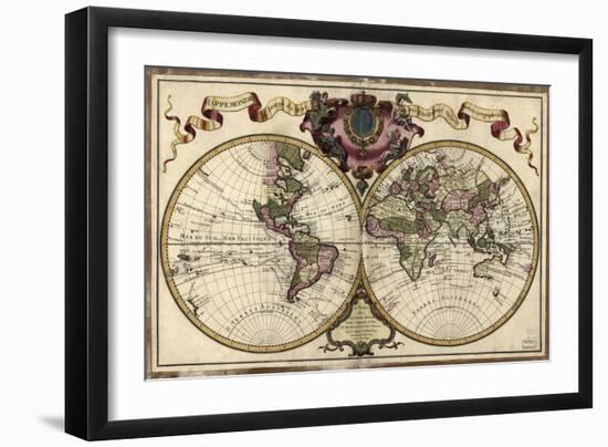 Map of the World, 1720-Science Source-Framed Premium Giclee Print