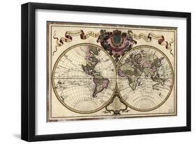 Map of the World, 1720-Science Source-Framed Giclee Print