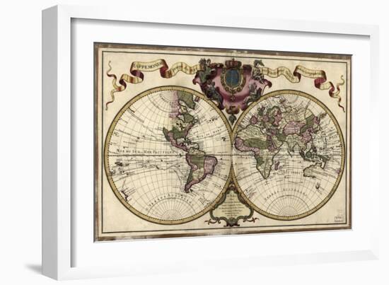 Map of the World, 1720-Science Source-Framed Giclee Print