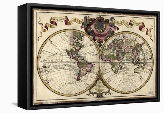 Map of the World, 1720-Science Source-Framed Stretched Canvas