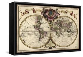 Map of the World, 1720-Science Source-Framed Stretched Canvas