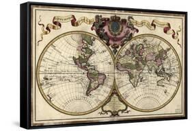 Map of the World, 1720-Science Source-Framed Stretched Canvas