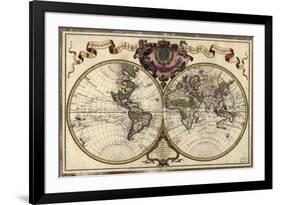 Map of the World, 1720-Science Source-Framed Giclee Print