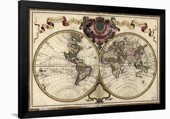 Map of the World, 1720-Science Source-Framed Giclee Print