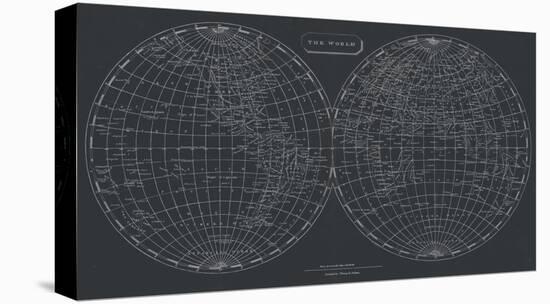 Map of the World, 1812 (chalkboard)-Aaron Arrowsmith-Stretched Canvas