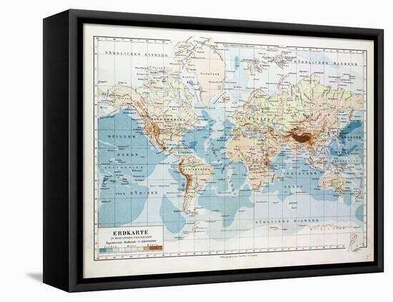 Map of the World 1899-null-Framed Stretched Canvas