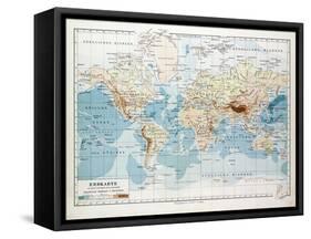 Map of the World 1899-null-Framed Stretched Canvas