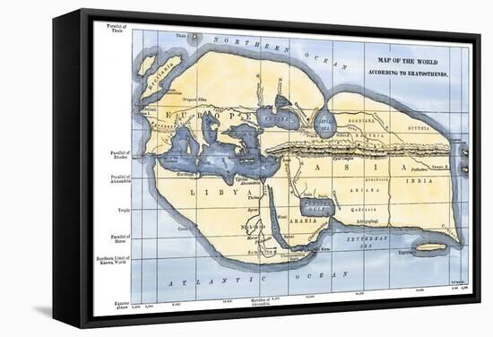 Map of the World According to Ancient Greek Geographer Eratosthenes-null-Framed Stretched Canvas