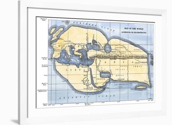 Map of the World According to Ancient Greek Geographer Eratosthenes-null-Framed Giclee Print