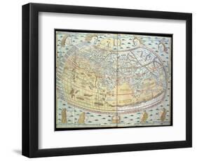 Map of the World, Based on Descriptions and Co-ordinates Given in 'Geographia'-Ptolemy-Framed Giclee Print