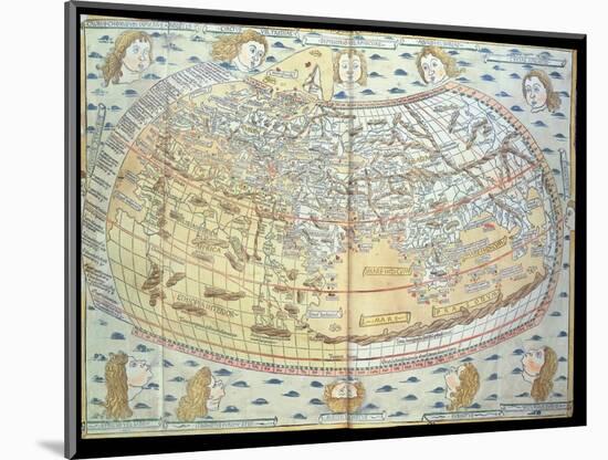 Map of the World, Based on Descriptions and Co-ordinates Given in 'Geographia'-Ptolemy-Mounted Giclee Print