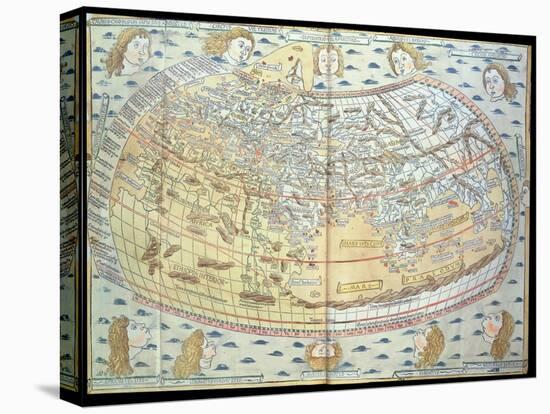 Map of the World, Based on Descriptions and Co-ordinates Given in 'Geographia'-Ptolemy-Stretched Canvas