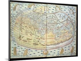 Map of the World, Based on Descriptions and Co-ordinates Given in 'Geographia'-Ptolemy-Mounted Giclee Print