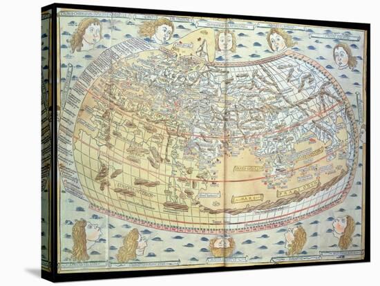 Map of the World, Based on Descriptions and Co-ordinates Given in 'Geographia'-Ptolemy-Stretched Canvas