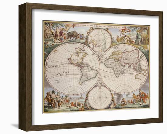 Map of the World, circa 1680-Frederick de Wit-Framed Giclee Print