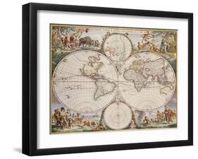 Map of the World, circa 1680-Frederick de Wit-Framed Giclee Print