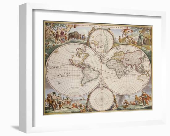 Map of the World, circa 1680-Frederick de Wit-Framed Giclee Print