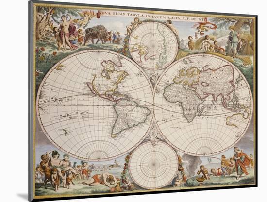 Map of the World, circa 1680-Frederick de Wit-Mounted Giclee Print