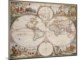 Map of the World, circa 1680-Frederick de Wit-Mounted Giclee Print