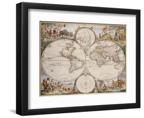 Map of the World, circa 1680-Frederick de Wit-Framed Premium Giclee Print
