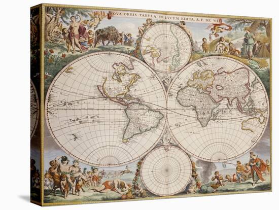 Map of the World, circa 1680-Frederick de Wit-Stretched Canvas