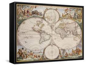 Map of the World, circa 1680-Frederick de Wit-Framed Stretched Canvas