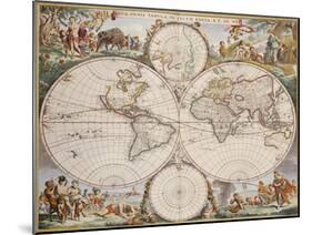 Map of the World, circa 1680-Frederick de Wit-Mounted Giclee Print
