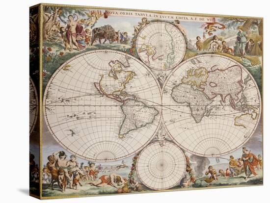 Map of the World, circa 1680-Frederick de Wit-Stretched Canvas