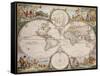 Map of the World, circa 1680-Frederick de Wit-Framed Stretched Canvas