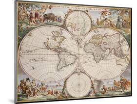 Map of the World, circa 1680-Frederick de Wit-Mounted Giclee Print