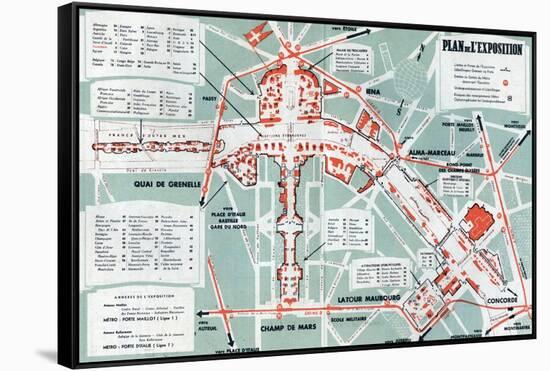 Map of the World Fair, Paris, 1937-null-Framed Stretched Canvas