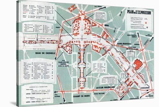 Map of the World Fair, Paris, 1937-null-Stretched Canvas