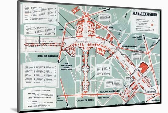 Map of the World Fair, Paris, 1937-null-Mounted Photo