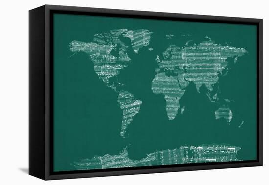 Map of the World from Old Sheet Music-Michael Tompsett-Framed Stretched Canvas