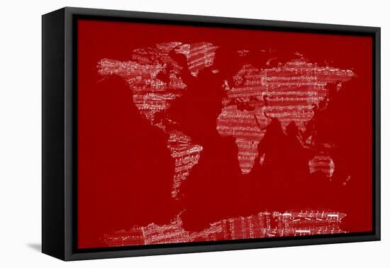 Map of the World from Old Sheet Music-Michael Tompsett-Framed Stretched Canvas