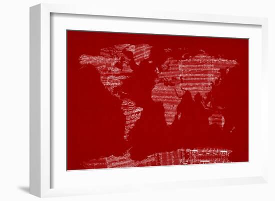 Map of the World from Old Sheet Music-Michael Tompsett-Framed Art Print