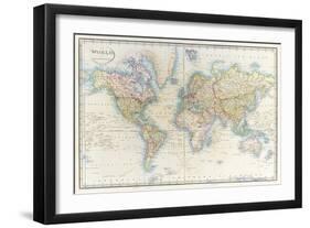 Map of the World: from R.H.Laurie's Atlas, 1852-null-Framed Giclee Print