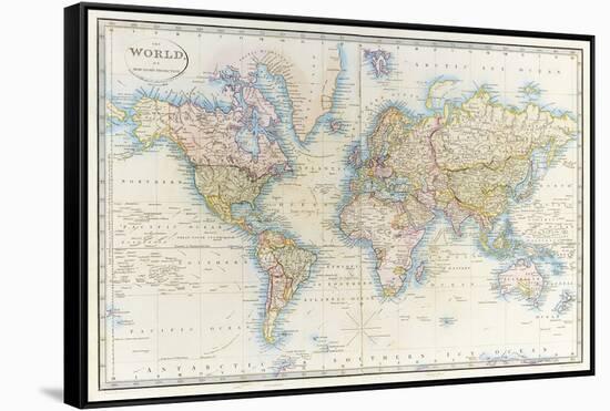 Map of the World: from R.H.Laurie's Atlas, 1852-null-Framed Stretched Canvas