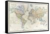 Map of the World: from R.H.Laurie's Atlas, 1852-null-Framed Stretched Canvas