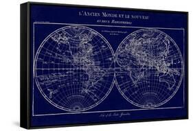 Map of the World Indigo-Sue Schlabach-Framed Stretched Canvas