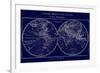 Map of the World Indigo-Sue Schlabach-Framed Art Print