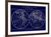 Map of the World Indigo-Sue Schlabach-Framed Art Print