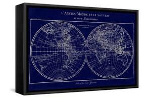 Map of the World Indigo-Sue Schlabach-Framed Stretched Canvas