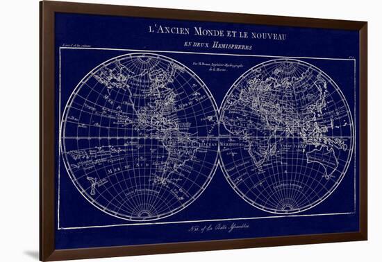 Map of the World Indigo-Sue Schlabach-Framed Art Print