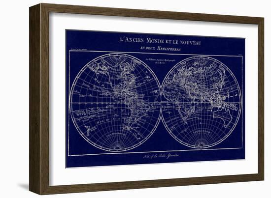 Map of the World Indigo-Sue Schlabach-Framed Art Print