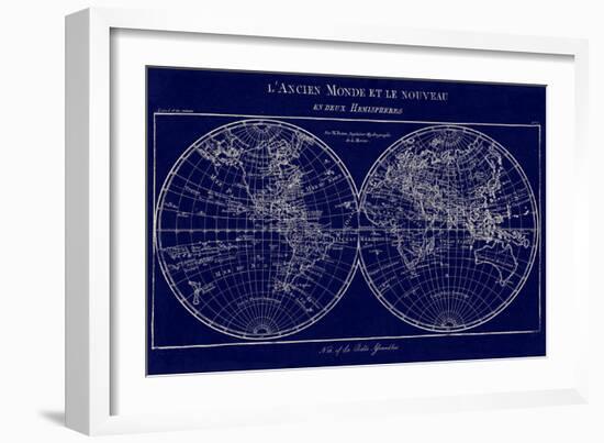 Map of the World Indigo-Sue Schlabach-Framed Art Print